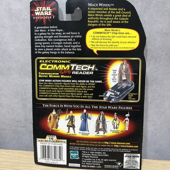 Star Wars Episode 1 MACE WINDU with Comm Tech Chip Action Figure Hasbro 1998 New - Picture 5 of 5